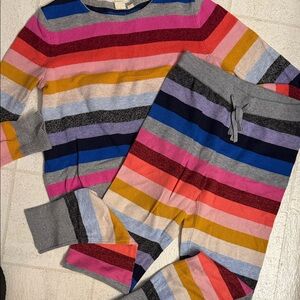 Gap Rainbow Crazy Stripes Sweater and Knit Joggers matching set @@@